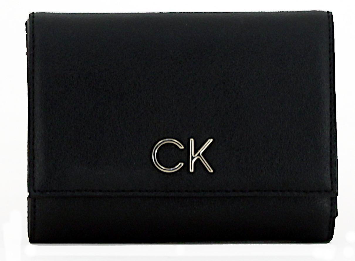 Trifold Damenbörse Calvin Klein Trifold RE Lock Black Überschlag RFID