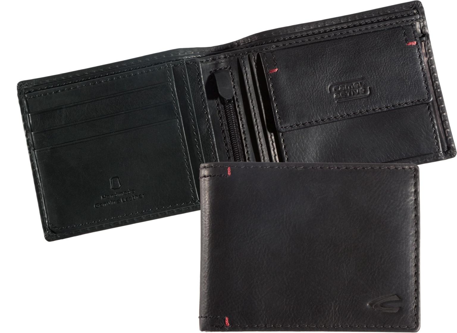 Trifold Herrenbörse Leder Camel Active Schwarz Salamanca Handmade