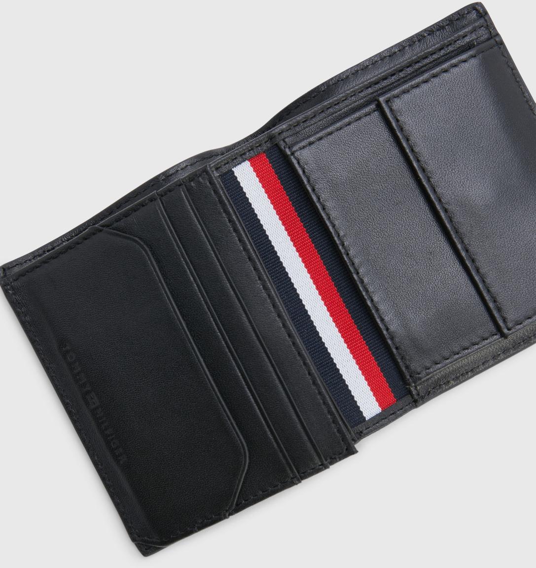 Trifold Herrenbörse Premium Leder Tommy Hilfiger Black genarbt