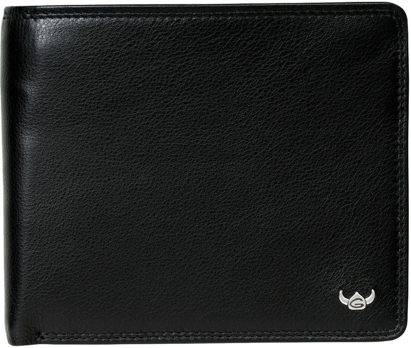 Trifold Leather Wallet Men Golden Head Polo RFID Protect Black