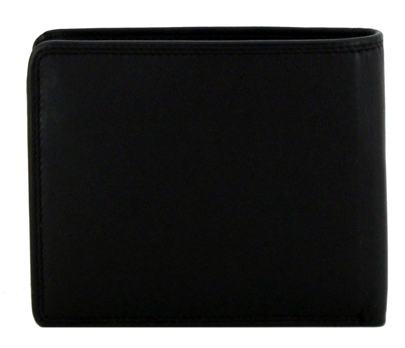 Trifold Leather Wallet Men Golden Head Polo RFID Protect Black