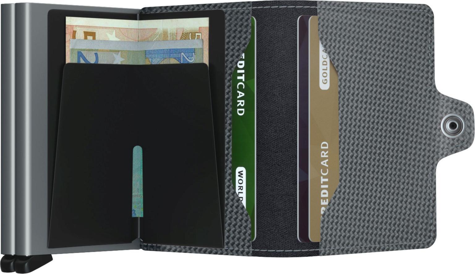 Twinwallet Carbon Cool Grey Secrid Kartenschutzhülle Etui Leder Aluminium Grau RFID