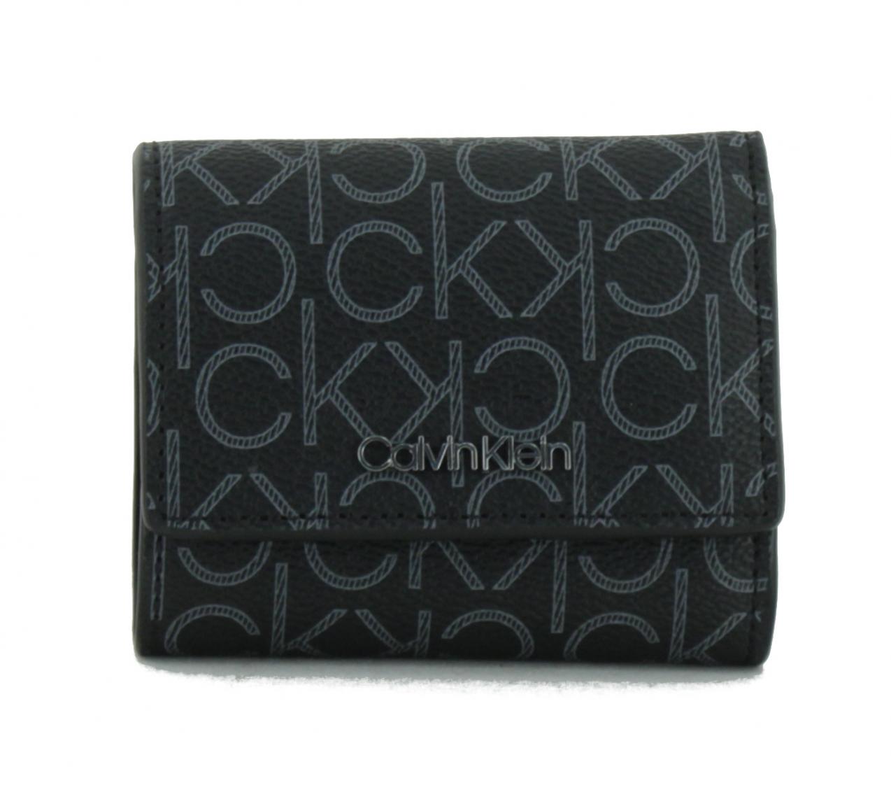 Überschlagbörse klein Calvin Klein Trifold XS Monogram Black Logo RFID