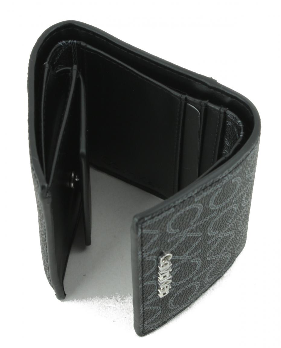 Überschlagbörse klein Calvin Klein Trifold XS Monogram Black Logo RFID