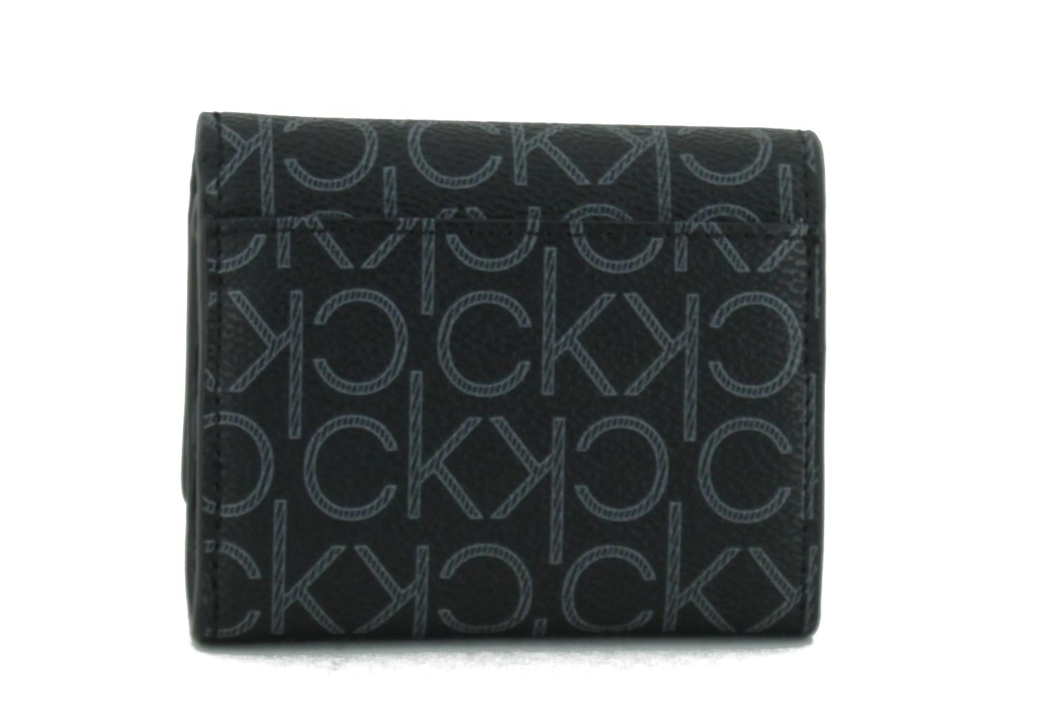 Überschlagbörse klein Calvin Klein Trifold XS Monogram Black Logo RFID