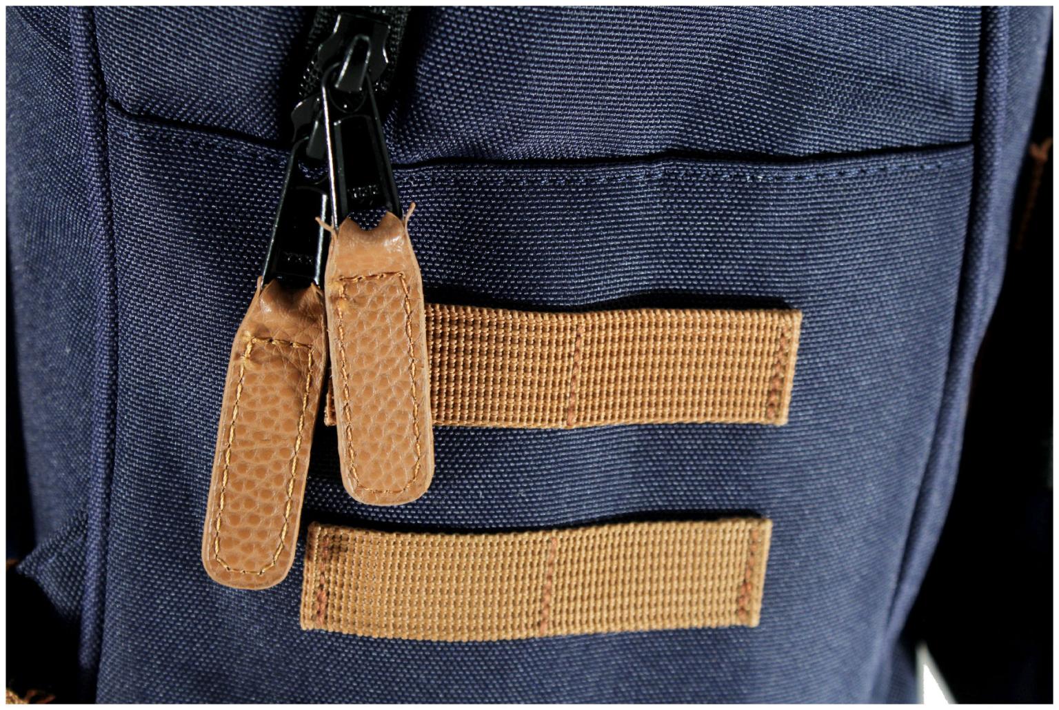 Überschlagrucksack Cabaia City Seattle M braun Kontrast dunkelblau vegan