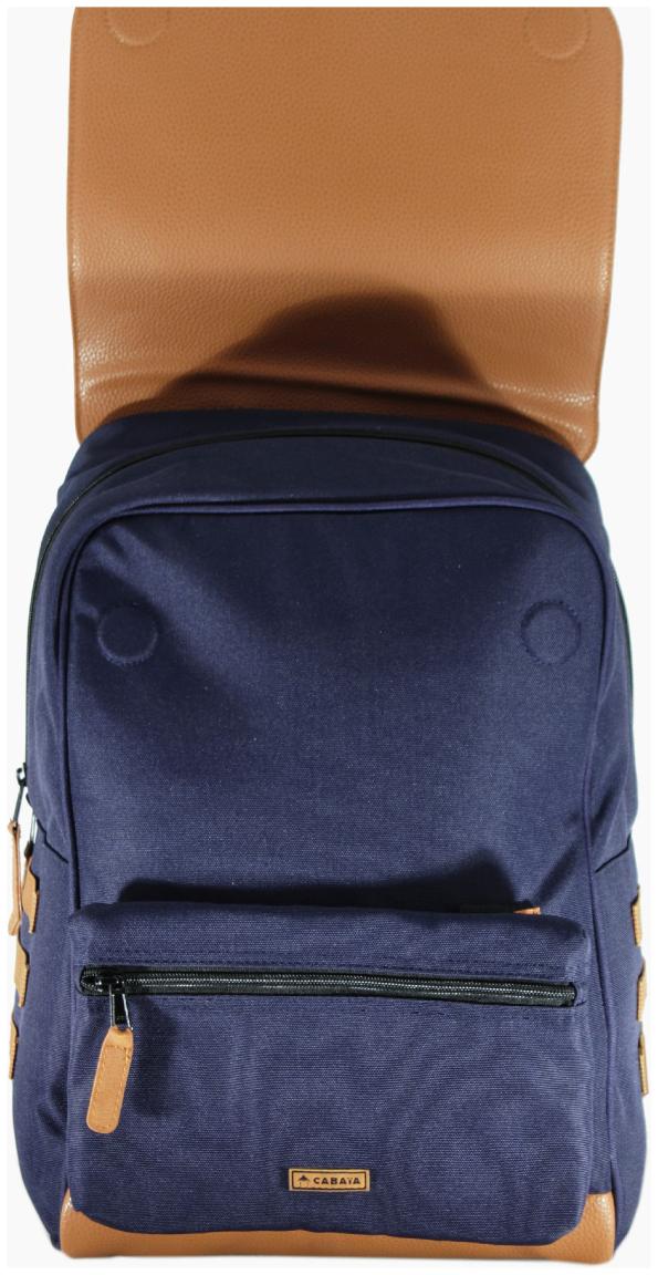 Überschlagrucksack Cabaia City Seattle M braun Kontrast dunkelblau vegan