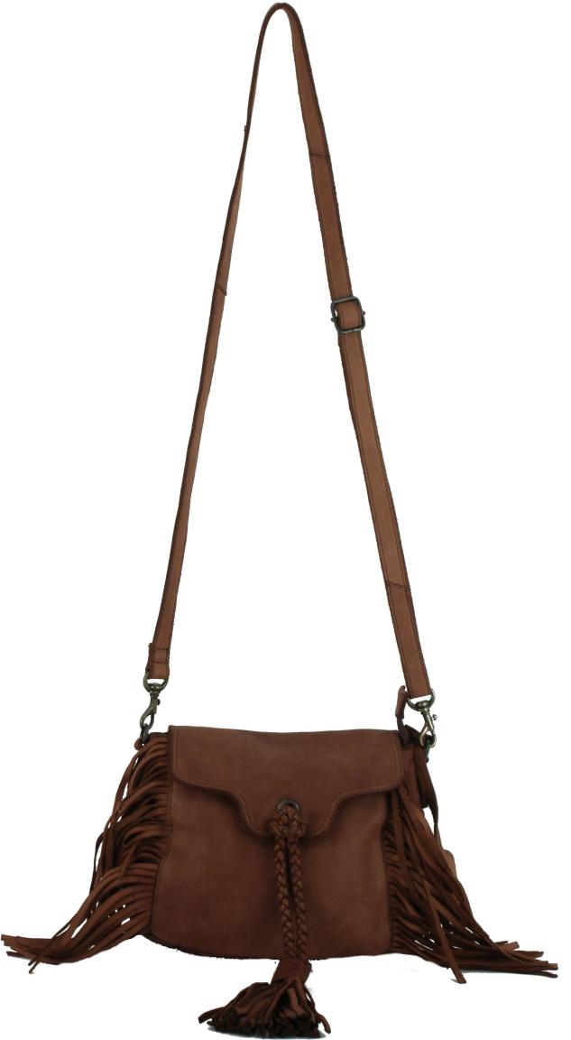 Überschlagtasche Fransen Harbour 2nd Cordelia Cognac braun Leder