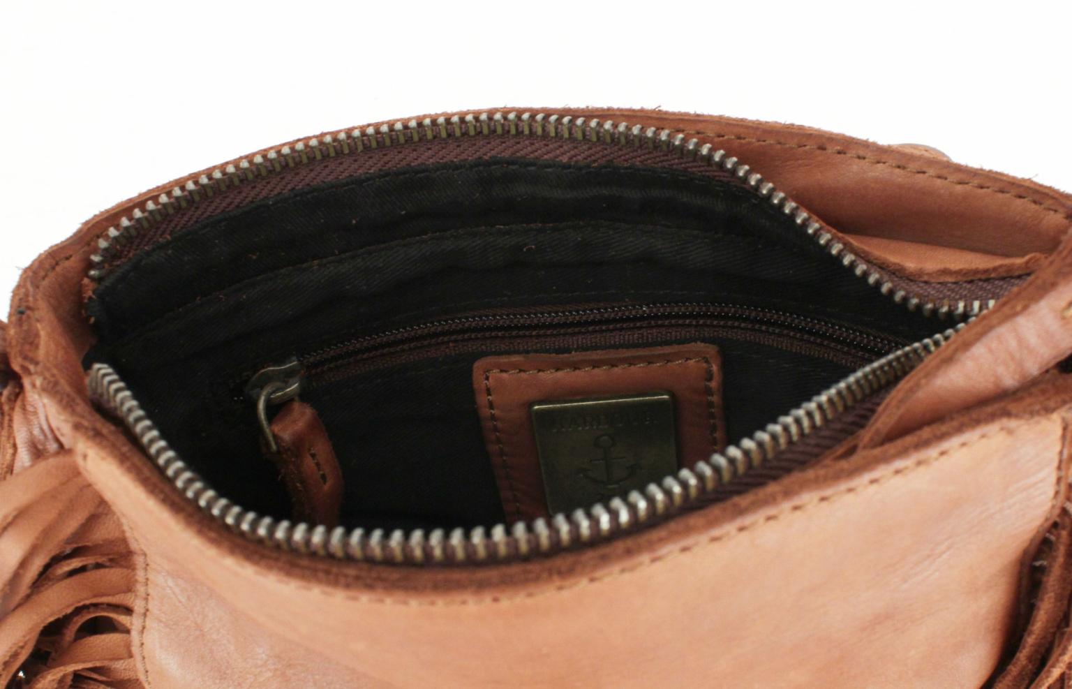 Überschlagtasche Fransen Harbour 2nd Cordelia Cognac braun Leder