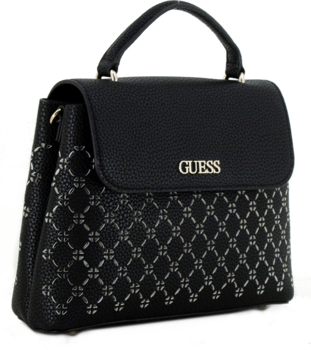 Überschlagtasche Guess Amara Black Cutout Muster Kurzgriff 