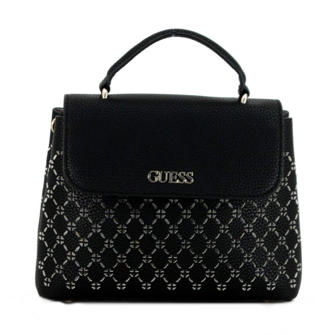 Überschlagtasche Guess Amara Black Cutout Muster Kurzgriff 