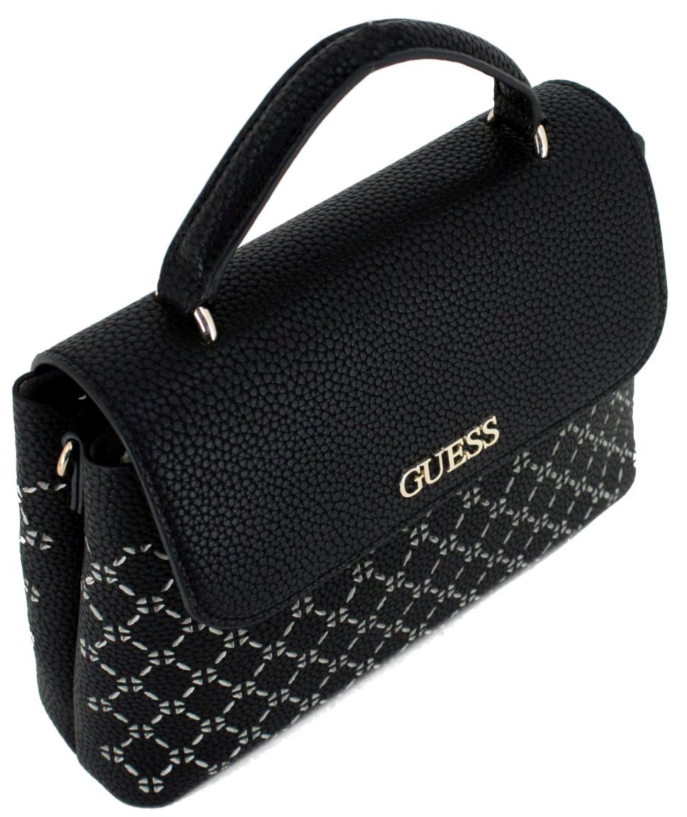 Überschlagtasche Guess Amara Black Cutout Muster Kurzgriff 