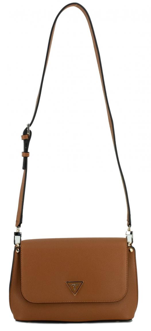 Überschlagtasche Guess Meridian Flap Crossbody Cognac braun genarbt