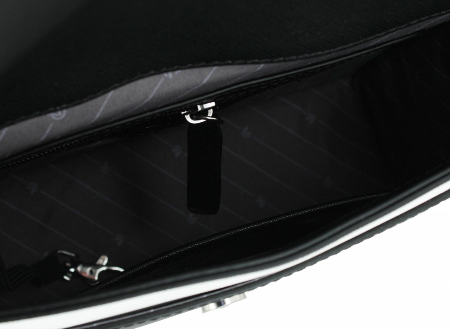 Überschlagtasche L.Credi Edmea Schwarz Streifen Silber