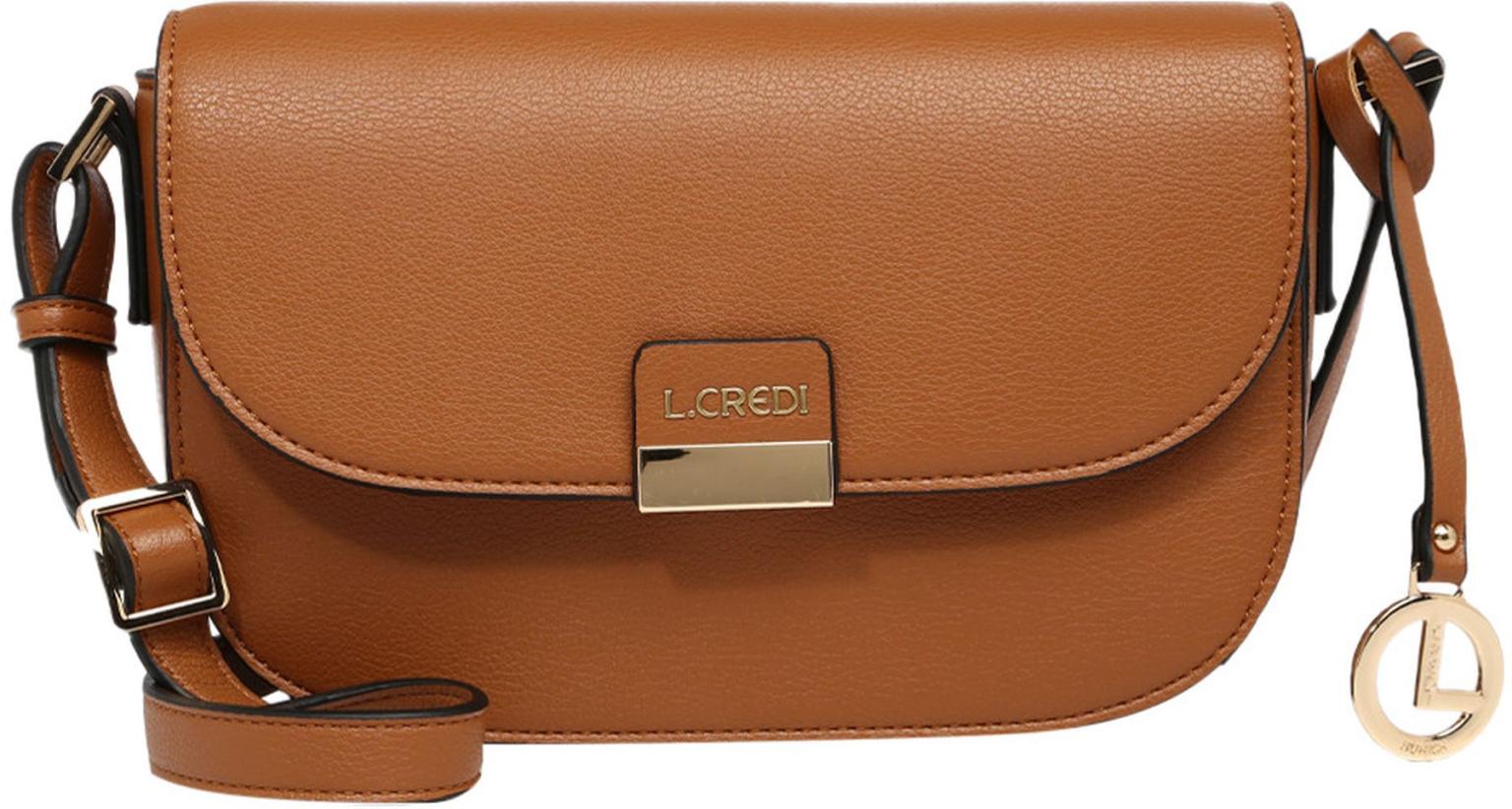 Überschlagtasche L.Credi Janina Cognac Goldmetalle Vegan