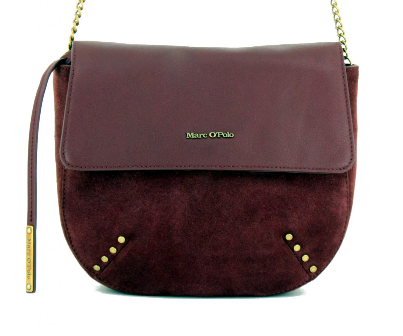 Überschlagtasche Marc OPolo Gloria Weinrot Veloursleder Nieten