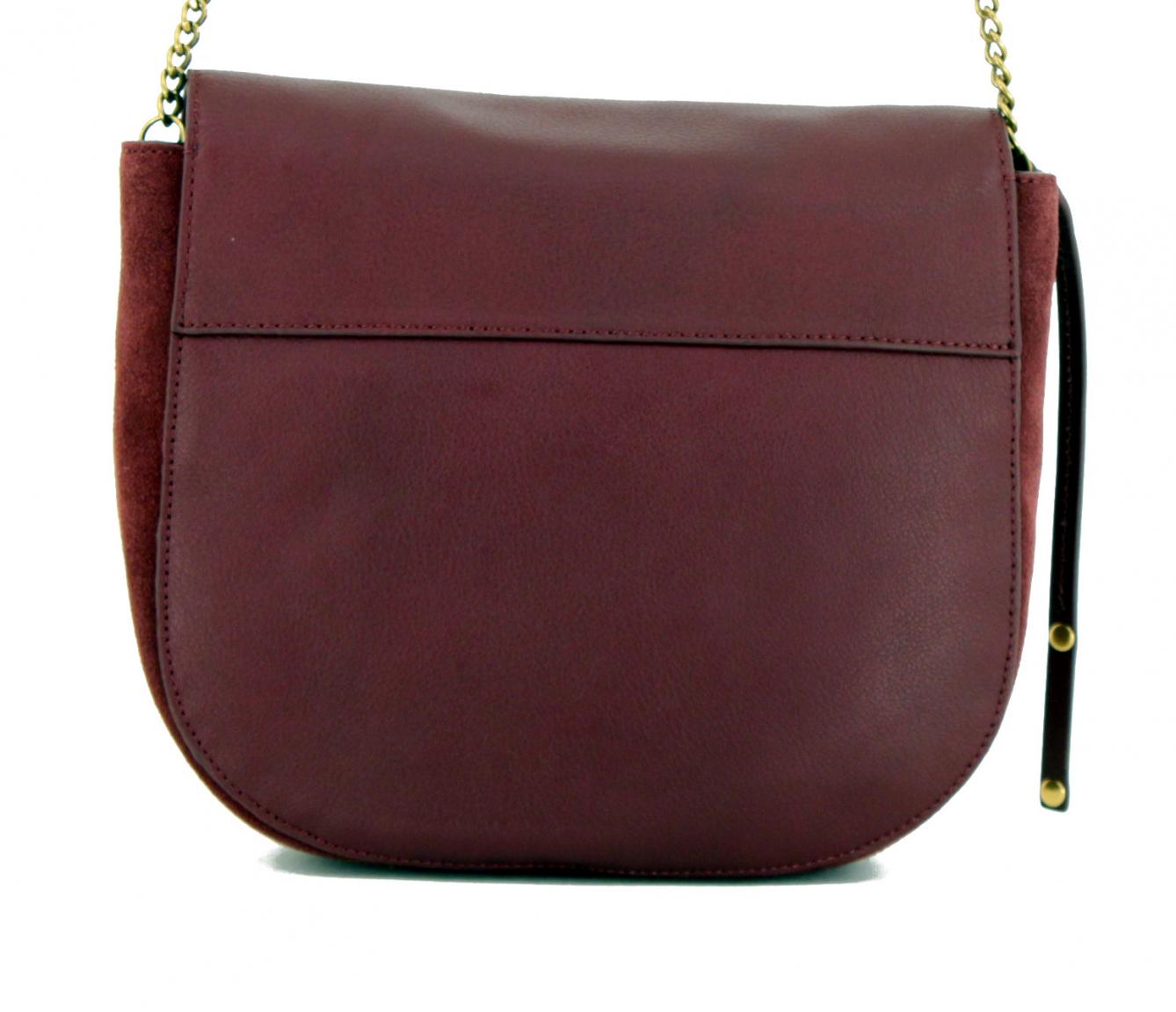 Überschlagtasche Marc OPolo Gloria Weinrot Veloursleder Nieten