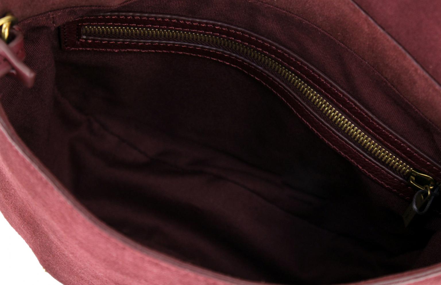 Überschlagtasche Marc OPolo Gloria Weinrot Veloursleder Nieten