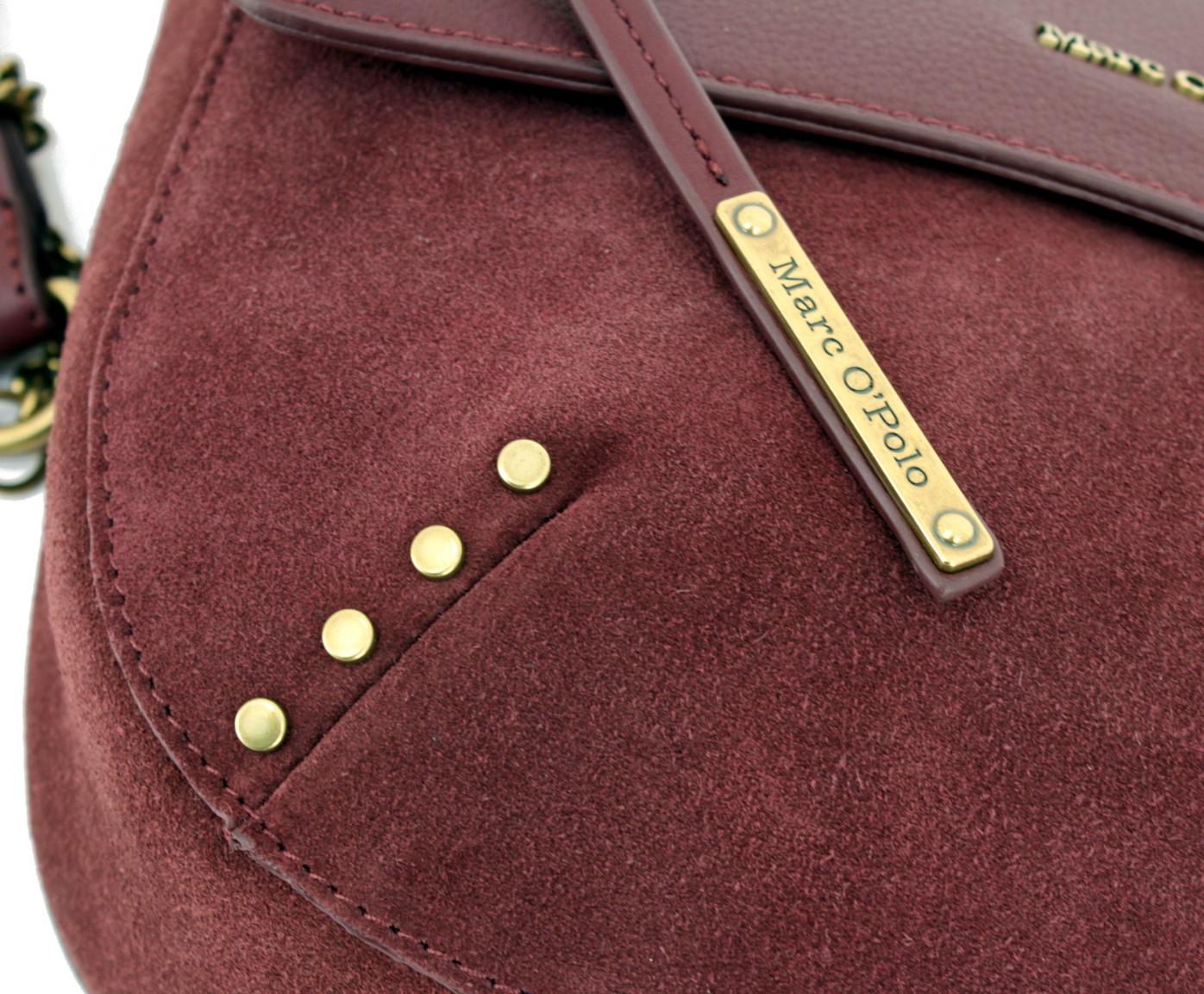 Überschlagtasche Marc OPolo Gloria Weinrot Veloursleder Nieten