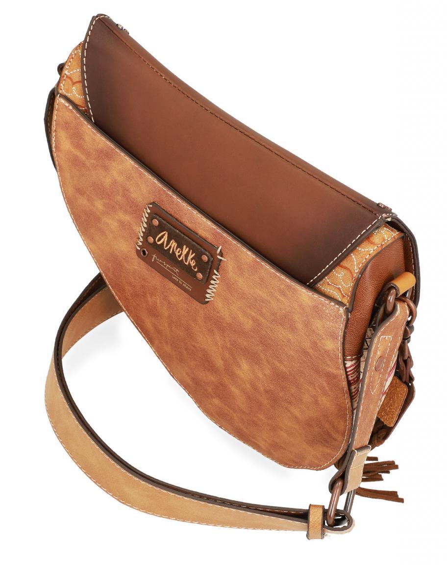 Überschlagtasche Sattel Anekke Arizona braun Nieten bestickt