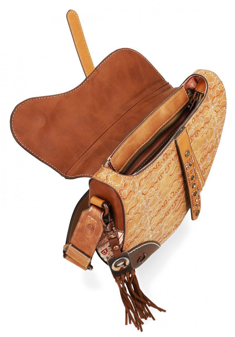 Überschlagtasche Sattel Anekke Arizona braun Nieten bestickt