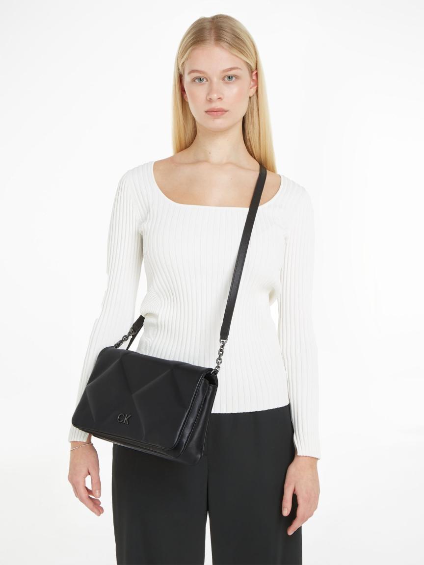 Überschlagtasche schwarz Prägung Calvin Klein Re-Lock Quilt Shoulder Bag