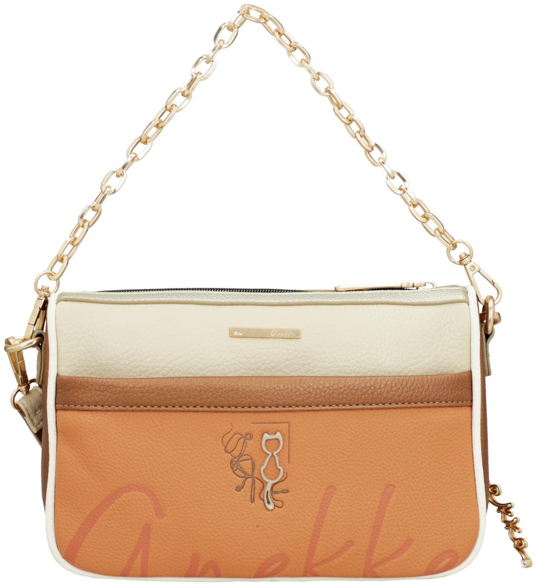 Umhängetasche Anekke Essentials Korallenrot Metallicprint orangebraun kupfer