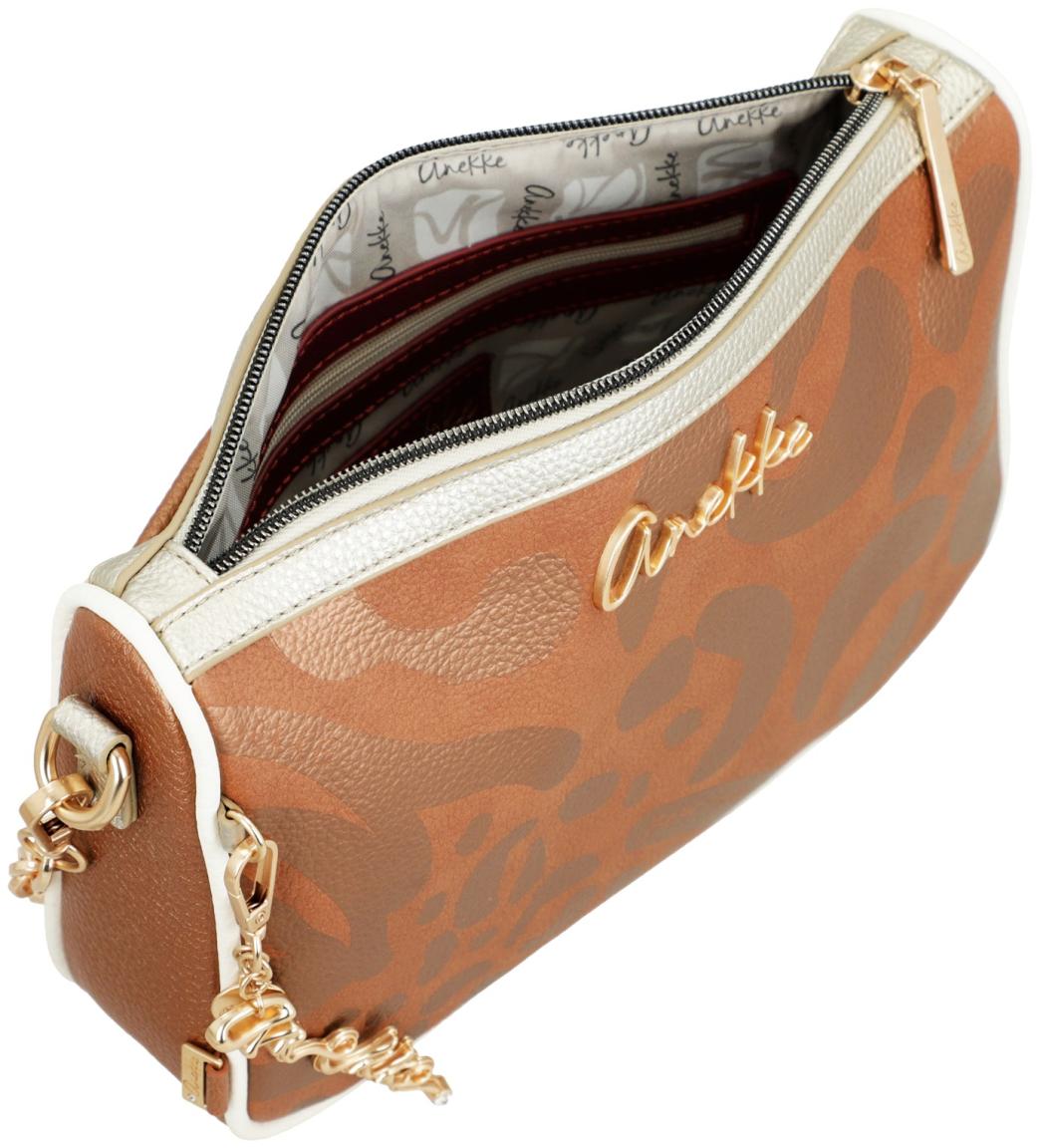 Umhängetasche Anekke Essentials Korallenrot Metallicprint orangebraun kupfer