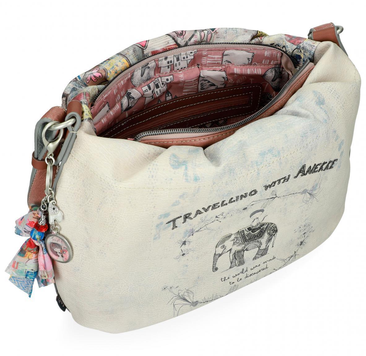 Umhängetasche Anekke India beige bunt azul Kordelzug