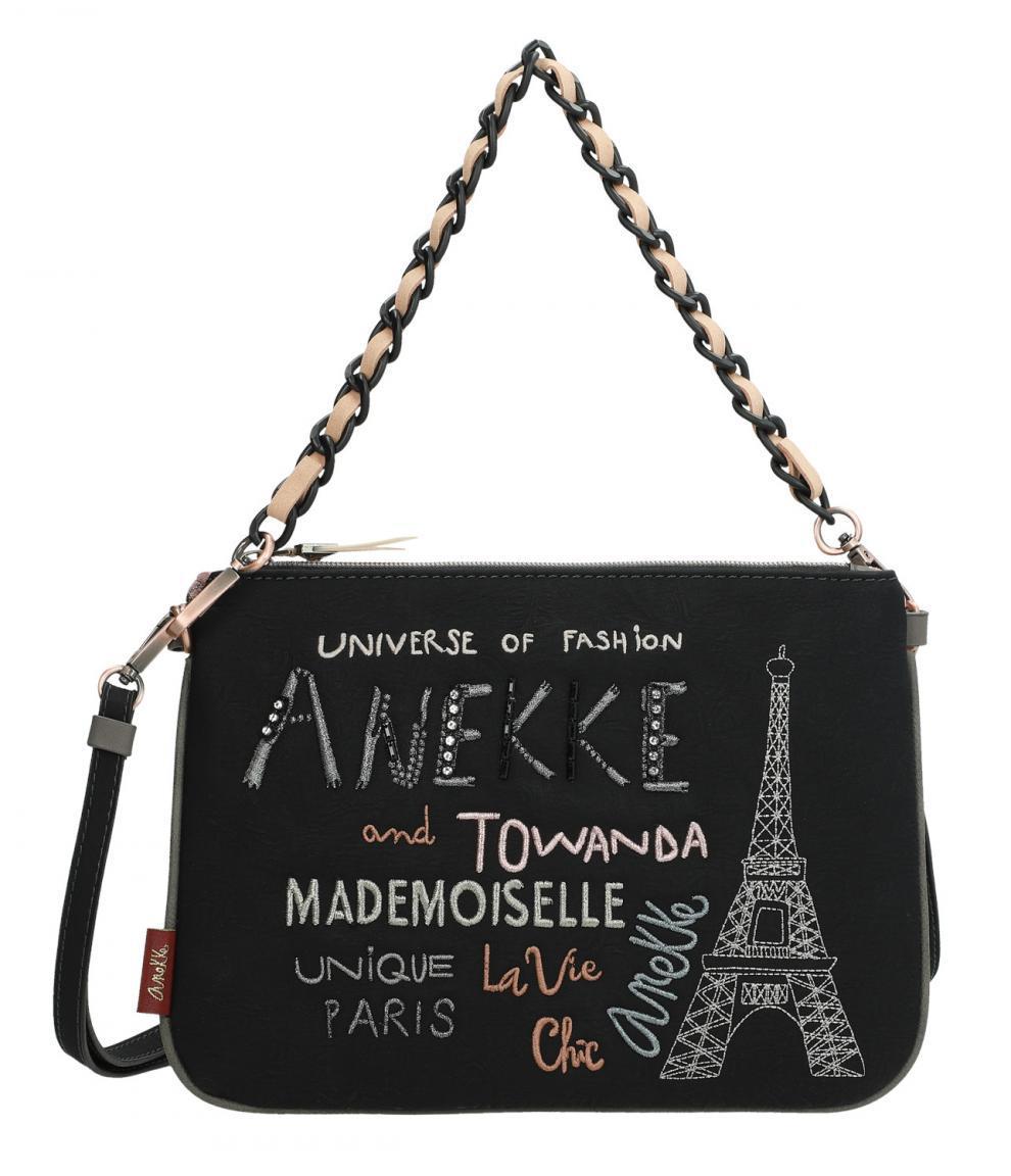 Umhängetasche Clutch schwarz Paris bestickt Anekke Couture