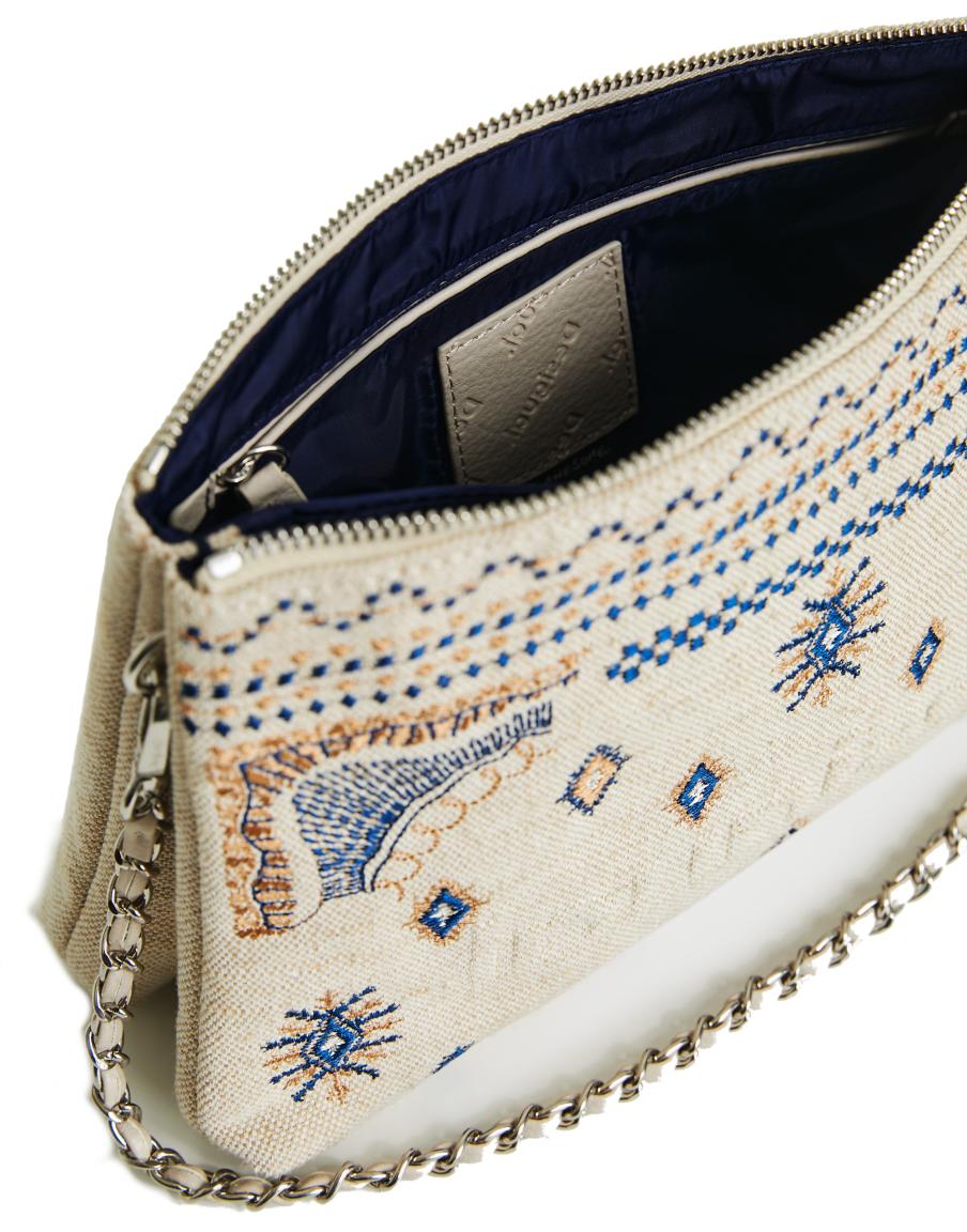 Umhängetasche Ethnostyle bestickt beige Desigual Dortmund Regasita Lino