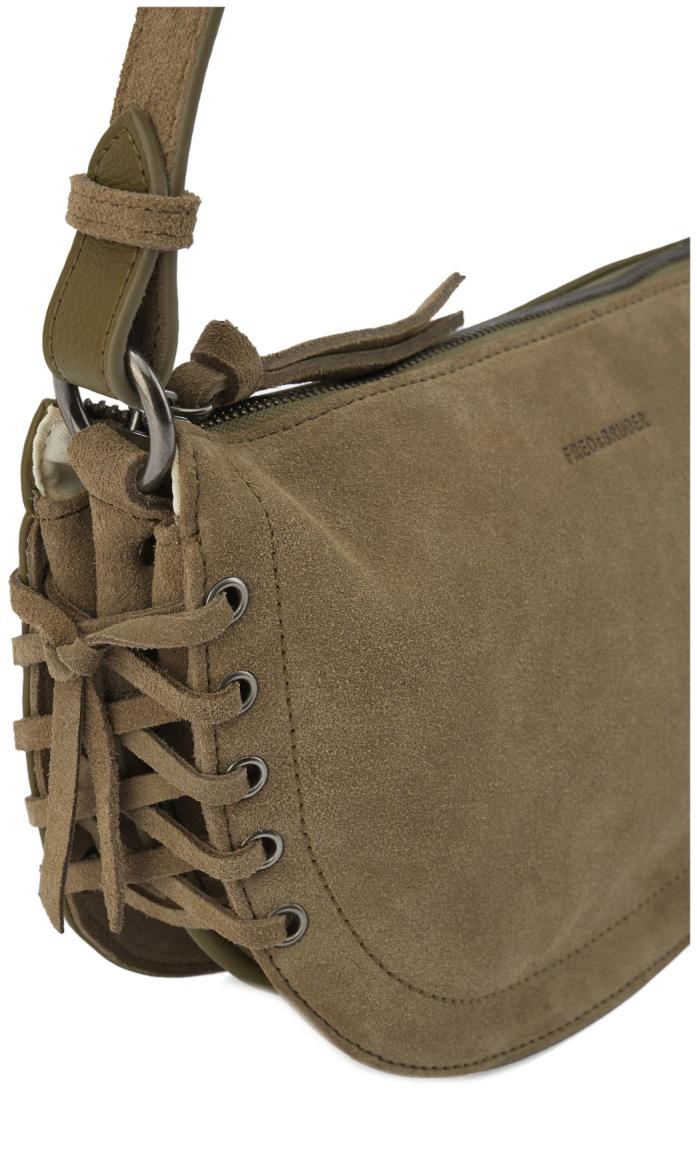 Umhängetasche FredsBruder Laced up Halfmoon Bag Greyish Khaki