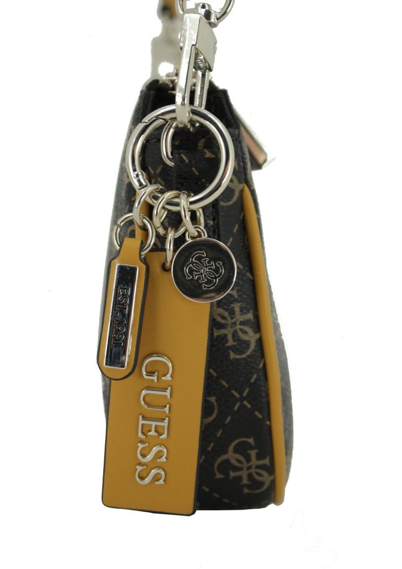 Umhängetasche Guess Arie mini Brown Print braun gelb