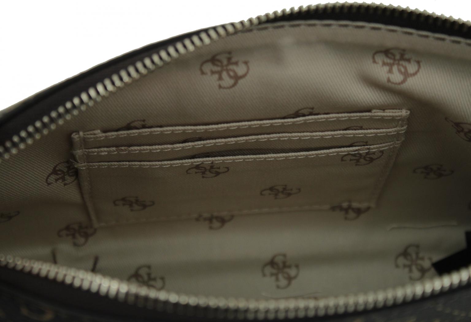 Umhängetasche Guess Arie mini Brown Print braun gelb