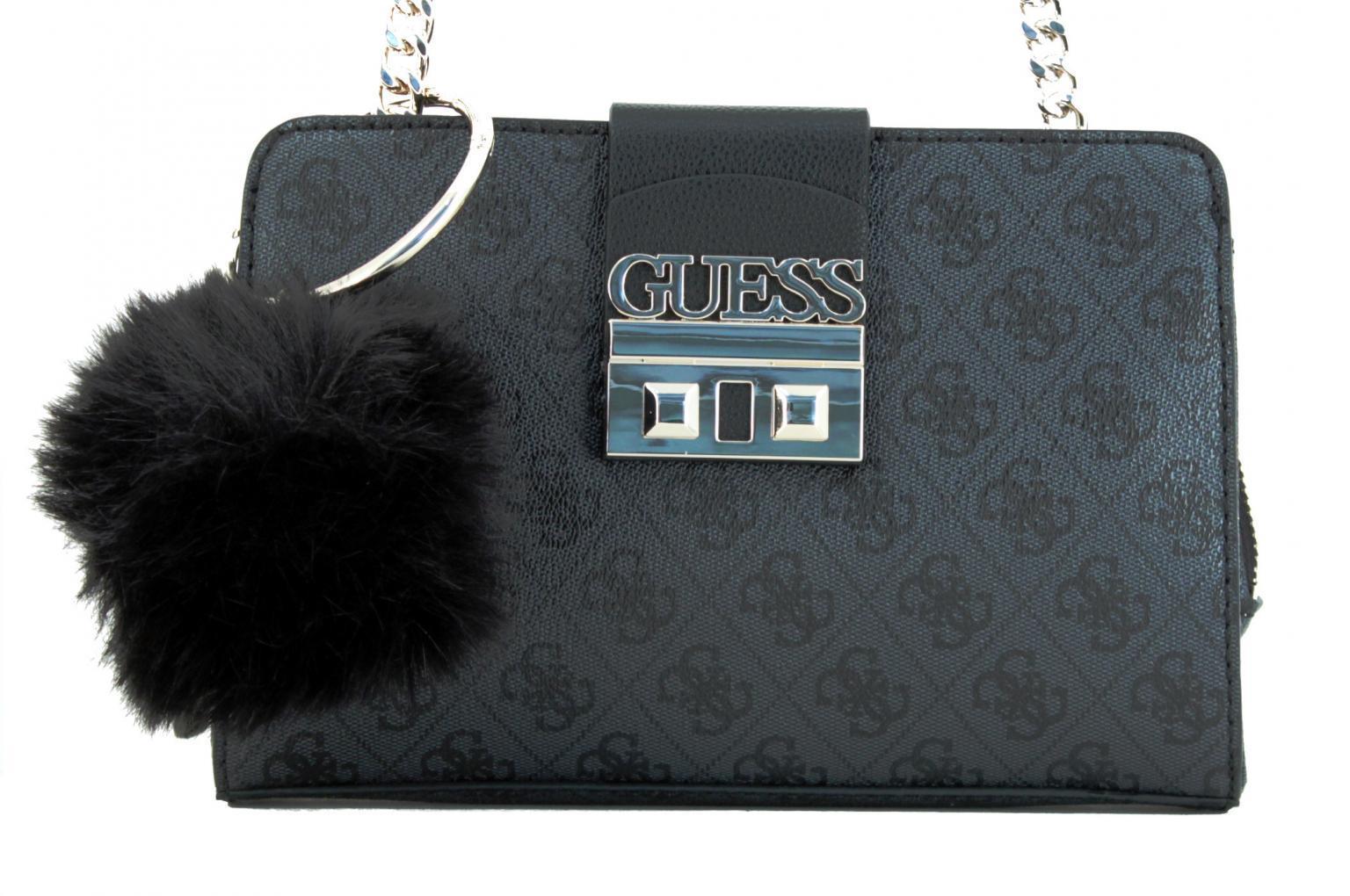 Umhängetasche Guess Logo Luxe Crossbody Fake Fur rot Kette