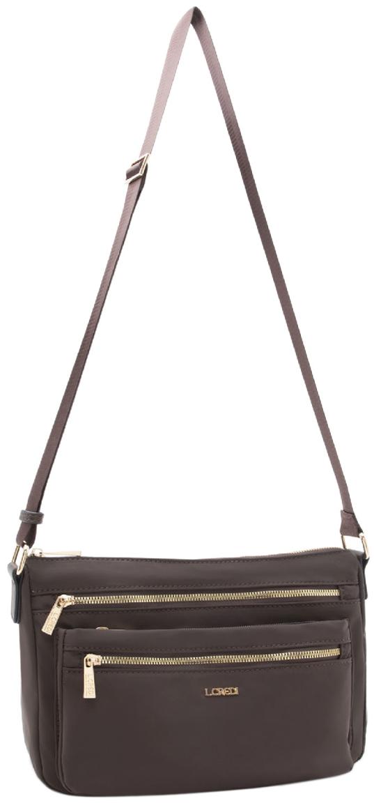 Umhängetasche L.Credi Nylon dunkelbraun Odeta klein