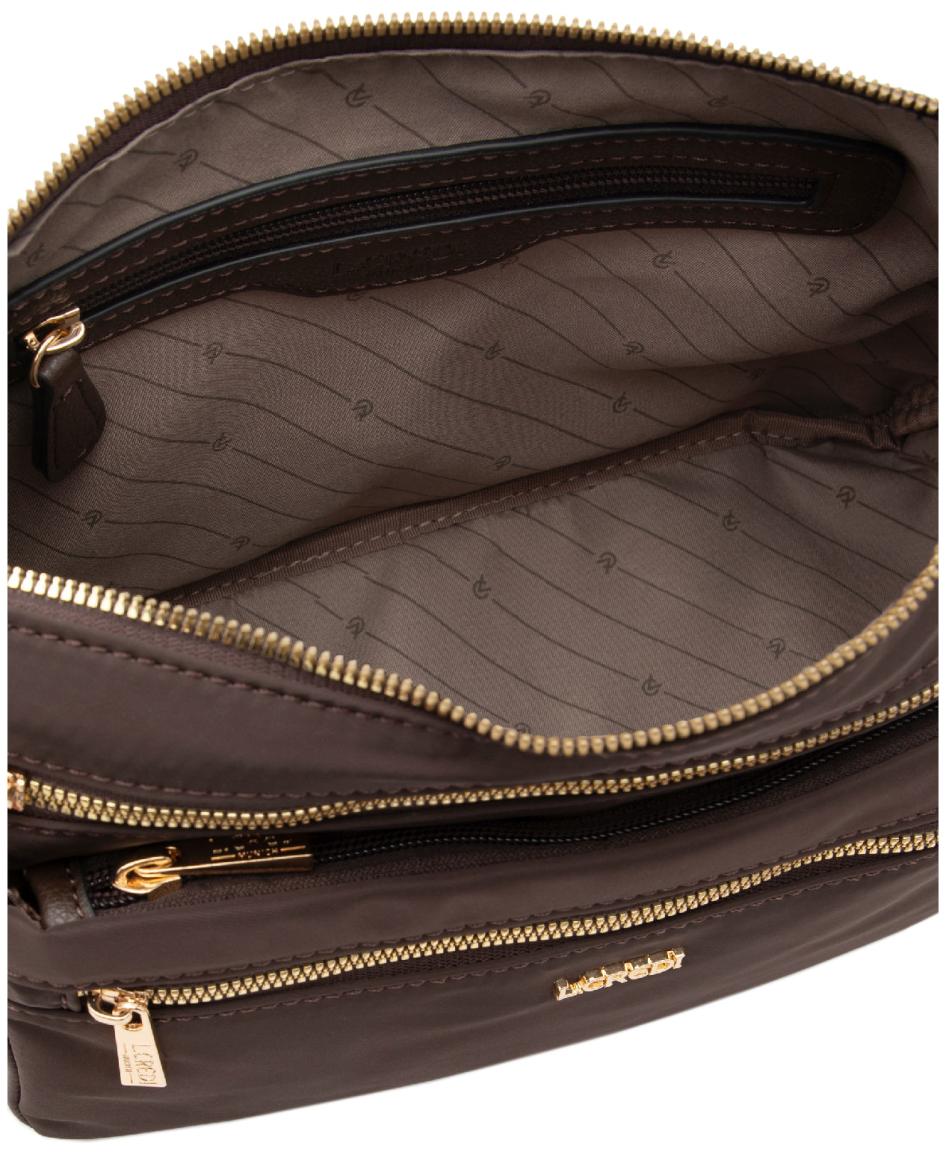Umhängetasche L.Credi Nylon dunkelbraun Odeta klein