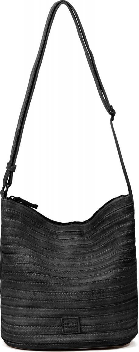 Umhängetasche schwarz Vintage Leder FREDsBRUDER Gürtelinchen