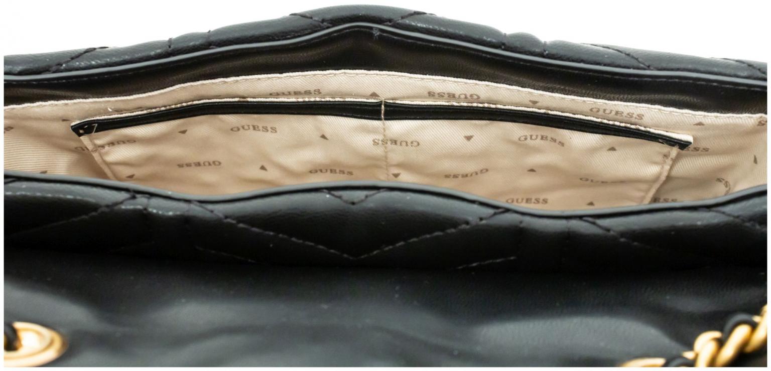 Umhängetasche schwarz gesteppt Guess Lovide Metallkette variabel