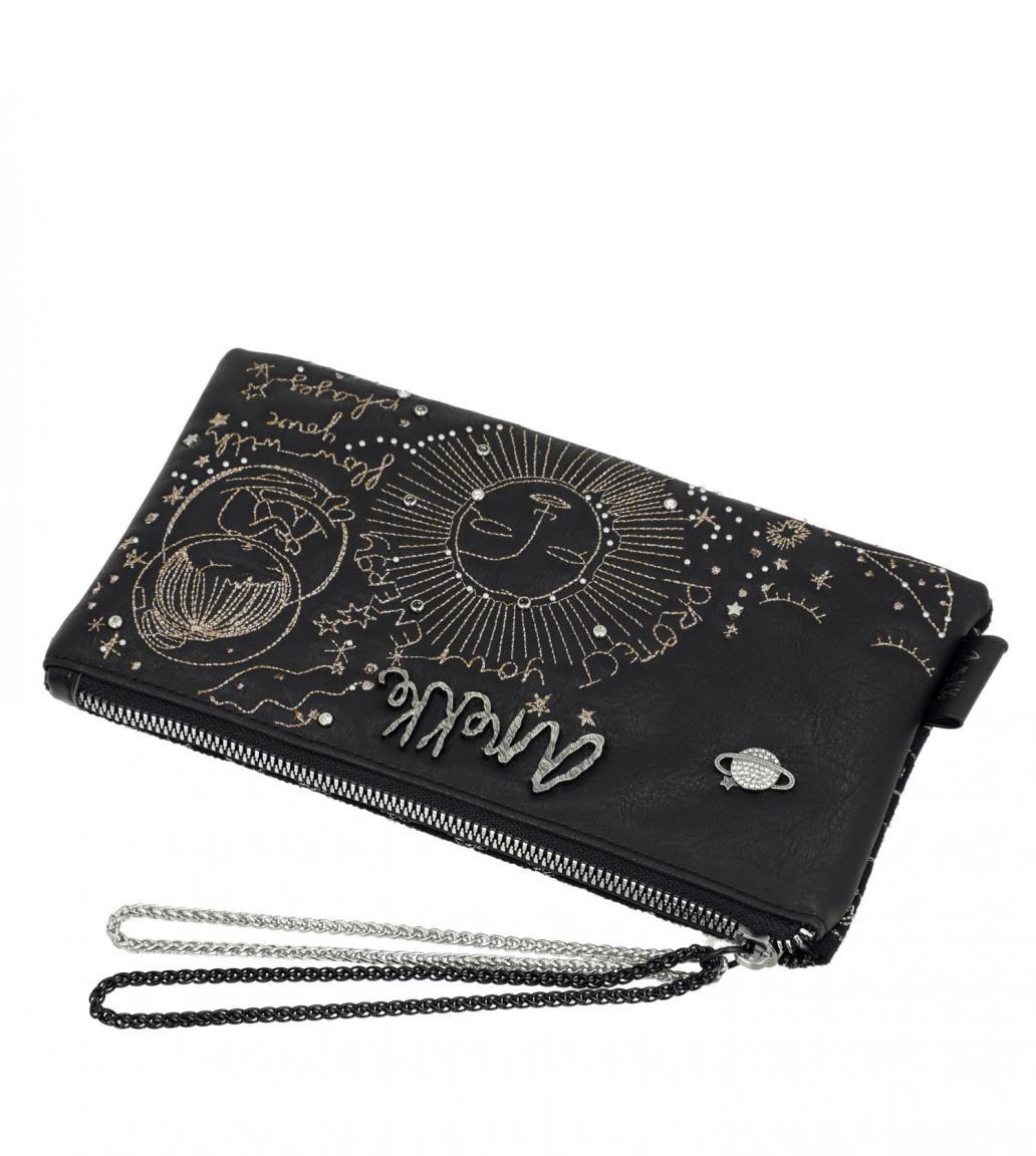 Universe Spirit Clutch Anekke Damenetui schwarz gold Sonne Mond und Sterne