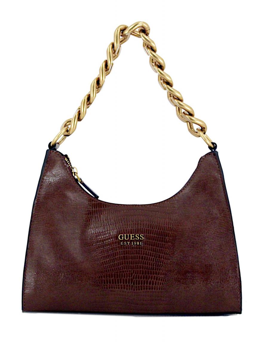 Unterarmtasche Schlangenprägung Guess Tullia Espresso Braun