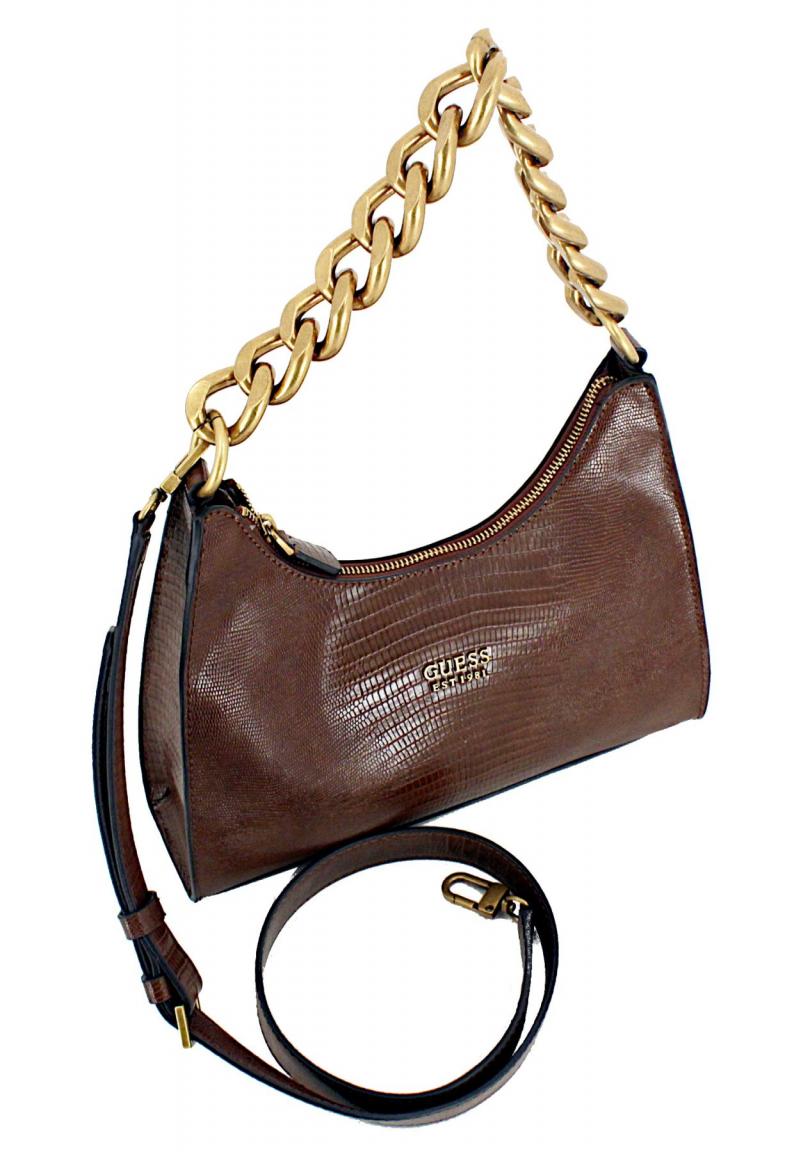 Unterarmtasche Schlangenprägung Guess Tullia Espresso Braun