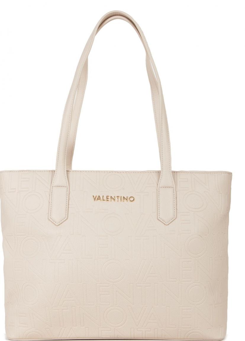 Valentino Shopper mit Markenprägung Allover Ecru Pansy