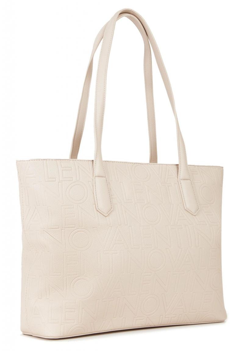 Valentino Shopper mit Markenprägung Allover Ecru Pansy