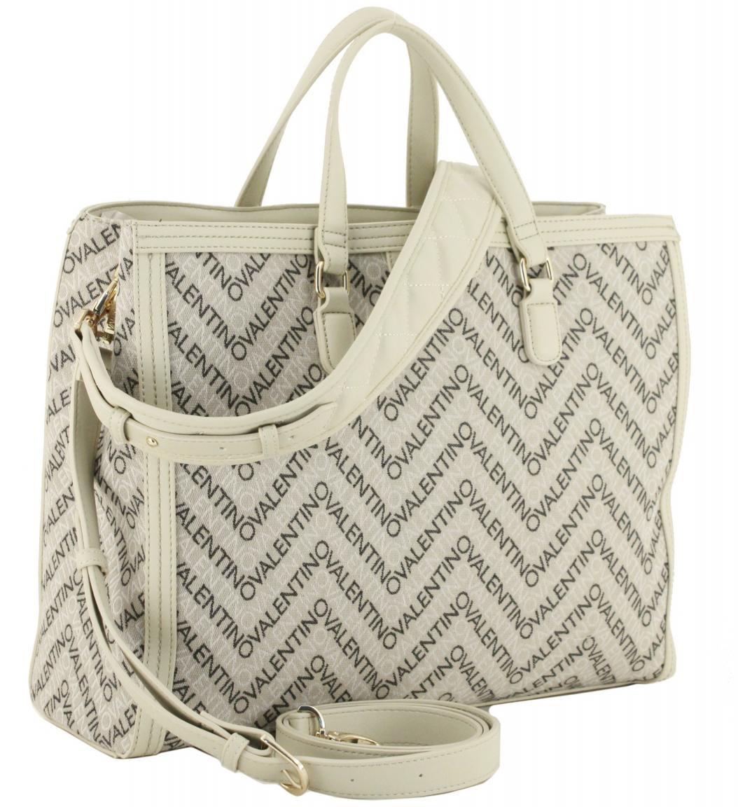 Valentino Tote Bag hellbeige Logoprint Blizzard Ecru Wechselriemen