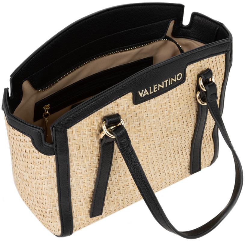 Valentino kleine Korbtasche Demetra elegant Bast schwarz Kontrast