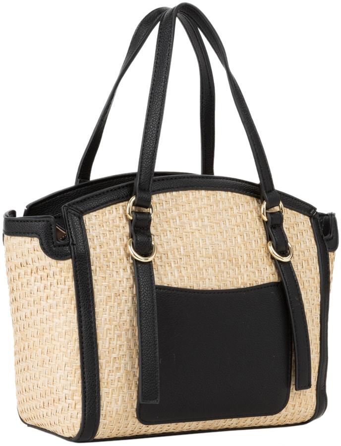 Valentino kleine Korbtasche Demetra elegant Bast schwarz Kontrast