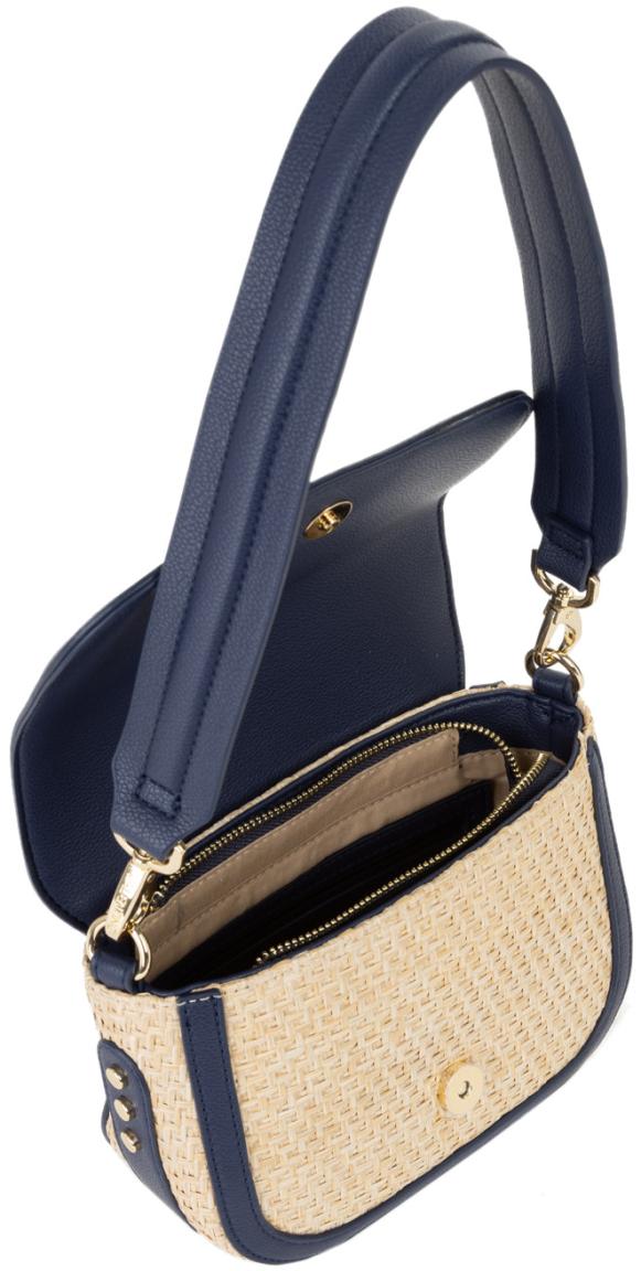 Valentino kompakte Basttasche Demetra blau Naturale Überschlag