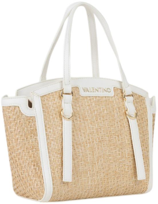 Valentino sommerliche Basttasche Demetra weiss kompakt Bianco