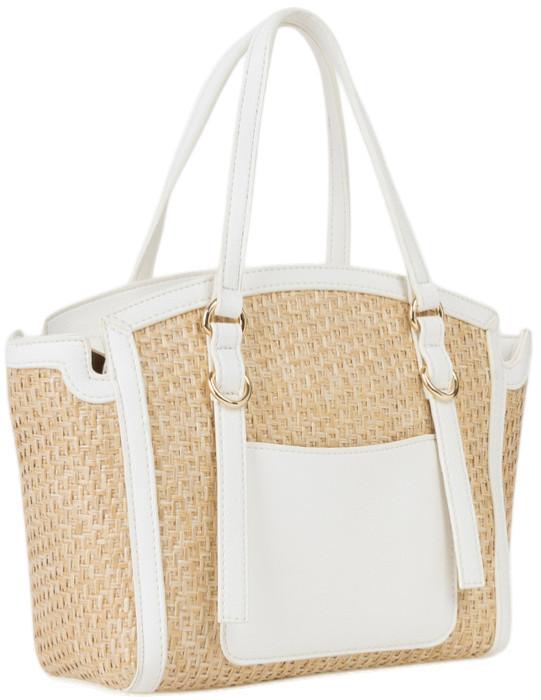 Valentino sommerliche Basttasche Demetra weiss kompakt Bianco